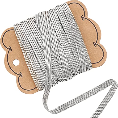 GORGECRAFT 20 Yarda 1/4 Pulgadas Banda Elástica Trenzada Plana 6mm Ancho Plata Cuerdas Elásticas Tira Delgada Cinta para Costura Artesanía Falda Cintura Vestido Fabricación Ropa Mercería Accesorio