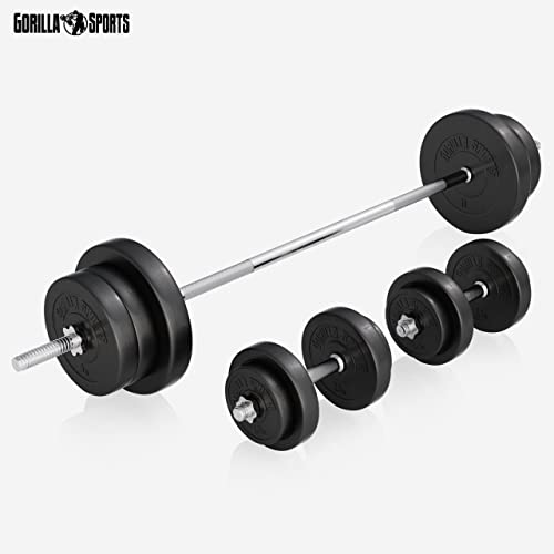 GORILLA SPORTS® – Banco de Pesas con Set de Pesas de Plástico de 70 kg