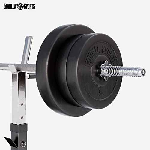 GORILLA SPORTS® – Banco de Pesas con Set de Pesas de Plástico de 70 kg