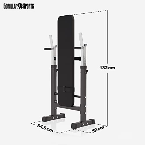 GORILLA SPORTS® – Banco de Pesas con Set de Pesas de Plástico de 70 kg