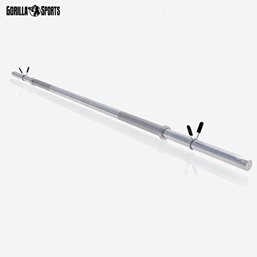 Gorilla Sports – Barra de Pesas 150 cm Cromo con Cierre de Resorte 30 mm diámetro