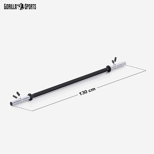 GORILLA SPORTS ® Barra de pesas de Aerobic con extremos cromados - 130cm Con Diámetro barra de 30mm