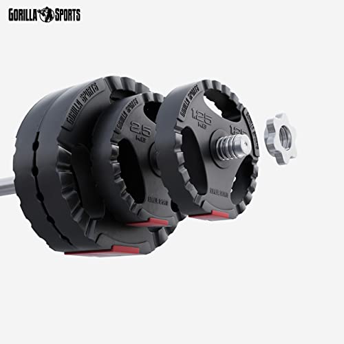 GORILLA SPORTS® - Juego de discos de pesas vinilo 27,5 Kg Triple Agarre - 2x 1,25 kg 2x 2,5 kg 4x 5 kg Díametro 30/31 mm