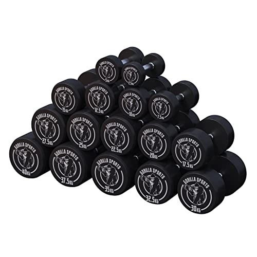 Gorilla Sports Redondo Mancuernas Mancuernas Mancuernas Goma DE 2,5 – 40 kg, Produmbbell, 10 KG