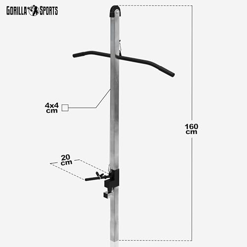 GORILLA SPORTS Torre de poleas, Cromo, soporta hasta 100 kg, duerza de tracción, Accesorio para estación, Universal