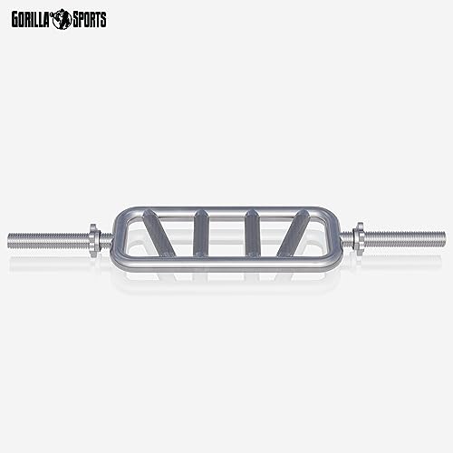 Gorilla Sports Trizepstrainer Diagonale mit Sternverschluss - Barra de Pesas (Hilo, 45 cm, 25,4 mm)