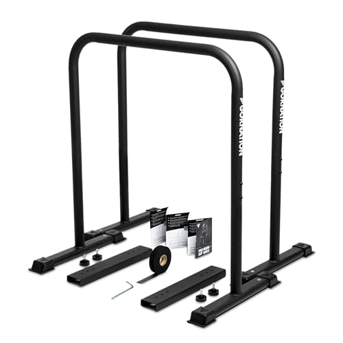 GORNATION® Barras de Dip | Equipo de entrenamiento de calistenia y fitness ajustable y con pies antideslizantes | Barras paralelas para casa y exteriores