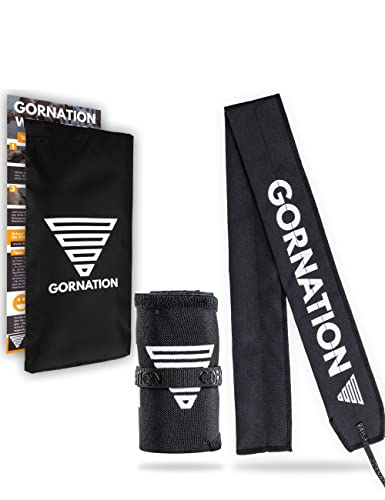 GORNATION Muñequeras - Bandas elásticas de Alto Rendimiento para Fitness, Gimnasio, calistenia y Fuerza - Venda elástica, 1 par, Negro prémium