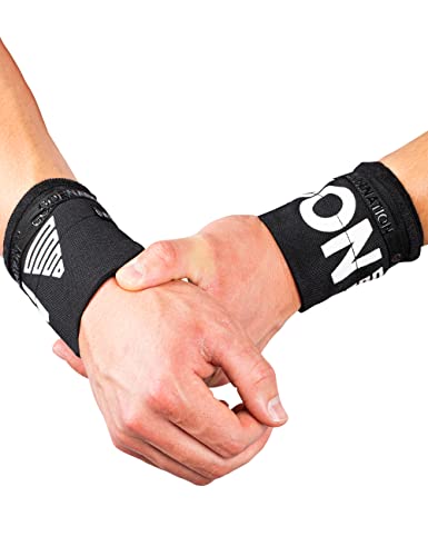 GORNATION Muñequeras - Bandas elásticas de Alto Rendimiento para Fitness, Gimnasio, calistenia y Fuerza - Venda elástica, 1 par, Negro prémium