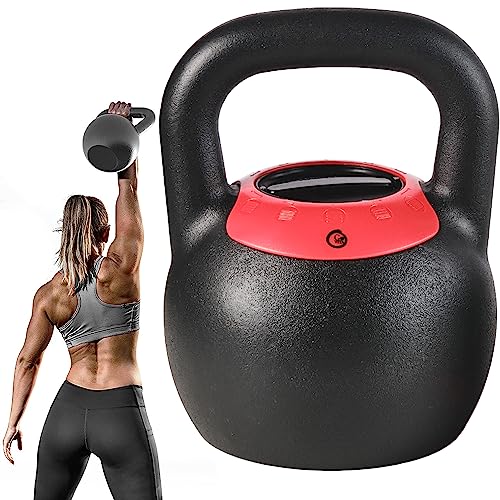 GOVITA - Kettlebell ajustable, bola ajustable, manillar de bola, tamaño reducido, hierro fundido, peso ajustable, pesas rusas de hierro fundido, entrenamiento en casa