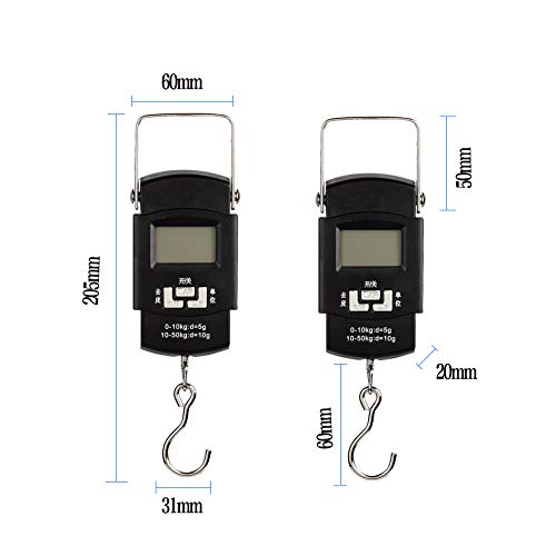 GPISEN Digital Balanza Báscula de Equipaje,50 kg/110 lbs Balanza Ergonómica,Dinamómetro para Maletas,para Viajes,Cocina,Pesca y Caza,Pantalla LCD,Cinta Métrica Incluida.