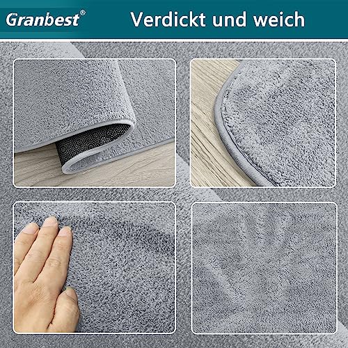 Granbest Alfombra gruesa premium similar a piel de oveja para salón, cocina, antideslizante, lavable, alfombra de suelo ultrasuave, alfombra para dormitorio (120 x 160 cm, gris claro)