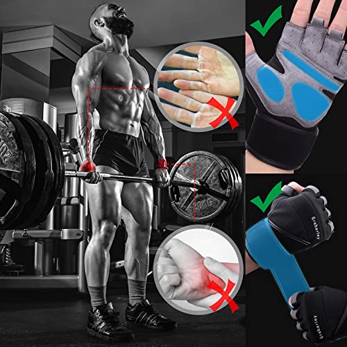 Grebarley Guantes Gimnasio,Gym Guantes Transpirable con Protección Completa de Muñeca y Palma,Entrenamiento Cruzado,Gym Guantes de Entrenamiento para Hombre y Mujer (Negro-2022, L)