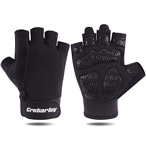 Grebarley Guantes Gimnasio,Soporte de muñeca Acolchado, protección de Palma de Agarre Extra, Guantes de Entrenamiento para Ciclismo, Colgar, dominadas, Transpirables