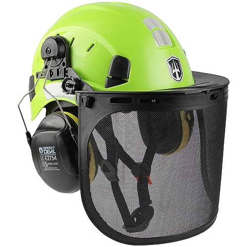 GREEN DEVIL Casco de Seguridad para Motosierra, protección Forestal, Casco de Seguridad con protección auditiva, Juego de Casco Resistente a los Impactos, cómodo ventilación