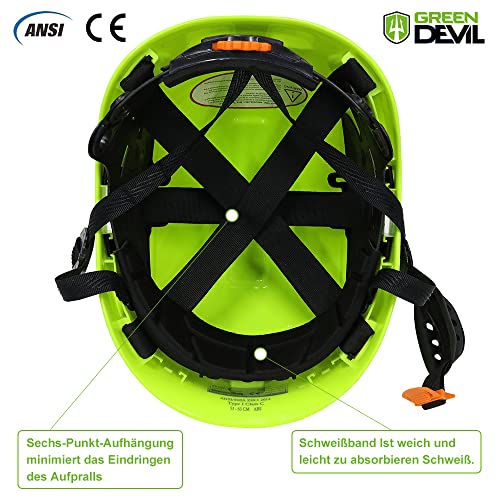 GREEN DEVIL Casco de Seguridad para Motosierra, protección Forestal, Casco de Seguridad con protección auditiva, Juego de Casco Resistente a los Impactos, cómodo ventilación