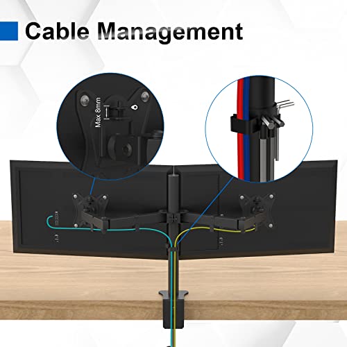 GRIFEMA GB2001-2 Soporte de Monitor Doble para Pantalla de Computadora de 13-32 Pulgadas, Altura Ajustable, VESA 75x75/100x100, Acero, Negro