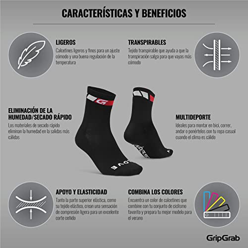 GripGrab Verano Deporte Altura 12cm Calcetines Ciclismo, Adultos Unisex, Negro, M (41-44)