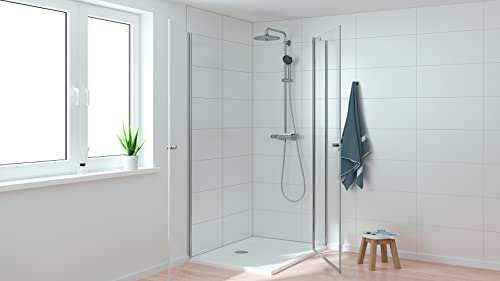 GROHE QuickFix Vitalio Joy 260, Sistema ducha termostática con bandeja, ducha mural 26 cm, teleducha 11 cm y 3 chorros, flexo 1.75 m, instalación con QuickSpanner incluída, cromo, 26403002