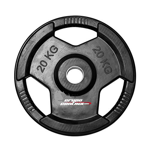 Grupo Contact- Discos de Pesas de 15 kg con Agujero estándar de 28 mm, compatibles con Las Barras habituales de musculación y con agarres para el Entrenamiento Libre. - Fitness