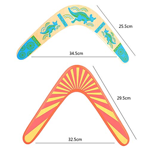 Guador Boomerang, 2 Piezas Boomerang de Madera Superduro Madera en Forma de V de Retorno Boomerang Juego Exterior de Madera para Niños Perfecto Regalo de Cumpleaños Juguetes(Dos Estilos)