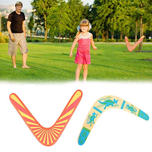 Guador Boomerang, 2 Piezas Boomerang de Madera Superduro Madera en Forma de V de Retorno Boomerang Juego Exterior de Madera para Niños Perfecto Regalo de Cumpleaños Juguetes(Dos Estilos)