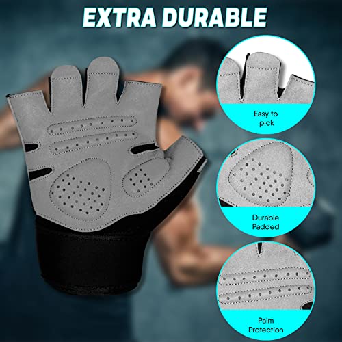 Guantes de Gimnasio de Entrenamiento de Fitness Antideslizantes Que absorben los Golpes, Guantes de Levantamiento de Pesas, Agarre Acolchado, Transpirable, sin Dedos, Soporte para Hombres y Mujeres