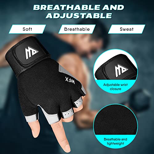 Guantes de Gimnasio de Entrenamiento de Fitness Antideslizantes Que absorben los Golpes, Guantes de Levantamiento de Pesas, Agarre Acolchado, Transpirable, sin Dedos, Soporte para Hombres y Mujeres