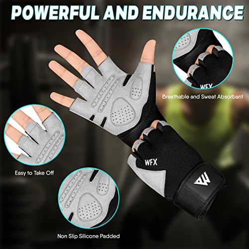 Guantes de Gimnasio de Entrenamiento de Fitness Antideslizantes Que absorben los Golpes, Guantes de Levantamiento de Pesas, Agarre Acolchado, Transpirable, sin Dedos, Soporte para Hombres y Mujeres