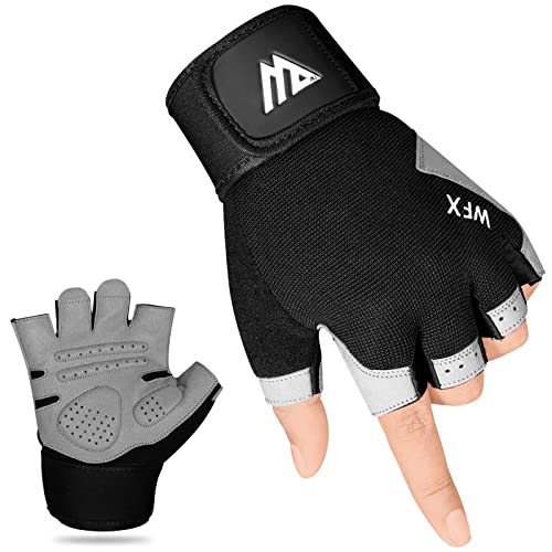 Guantes de Gimnasio de Entrenamiento de Fitness Antideslizantes Que absorben los Golpes, Guantes de Levantamiento de Pesas, Agarre Acolchado, Transpirable, sin Dedos, Soporte para Hombres y Mujeres