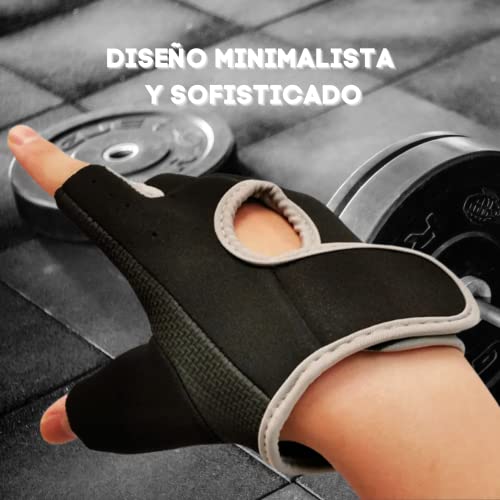 Guantes de Gimnasio para Hombre/Mujer | Cómodos y Transpirables, Ideales para Pesas, Entrenamiento en Gym, Crossfit (Gris)