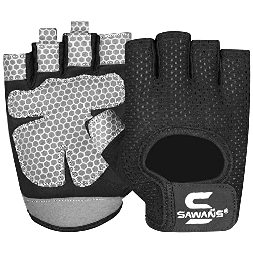 Guantes de Gimnasio para Hombres y Mujeres, Guantes de Fitness para Levantamiento de Pesas, Guantes Transpirables para Mujer, Guantes de Entrenamiento de Silicona Antideslizante (Mediano, Negro)