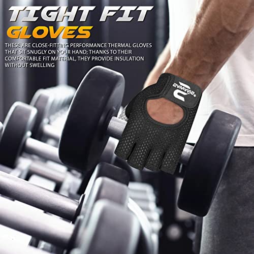 Guantes de Gimnasio para Hombres y Mujeres, Guantes de Fitness para Levantamiento de Pesas, Guantes Transpirables para Mujer, Guantes de Entrenamiento de Silicona Antideslizante (S, Negro)