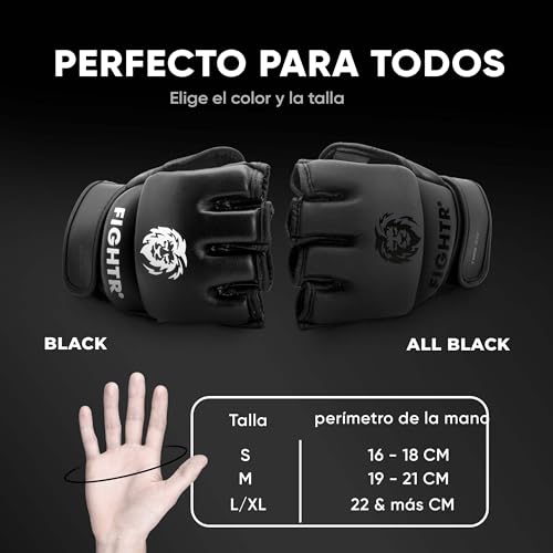 Guantes de MMA FIGHTR® - para una Estabilidad Ideal y Potencia de golpeo | Guantes de Grappling para MMA, Saco de Arena, Sparring y Entrenamiento | Incluye Bolsa de Transporte