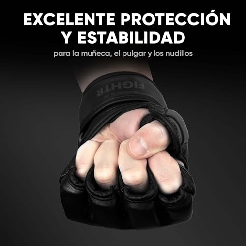 Guantes de MMA FIGHTR® - para una Estabilidad Ideal y Potencia de golpeo | Guantes de Grappling para MMA, Saco de Arena, Sparring y Entrenamiento | Incluye Bolsa de Transporte