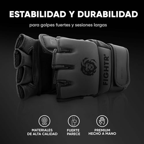 Guantes de MMA FIGHTR® - para una Estabilidad Ideal y Potencia de golpeo | Guantes de Grappling para MMA, Saco de Arena, Sparring y Entrenamiento | Incluye Bolsa de Transporte