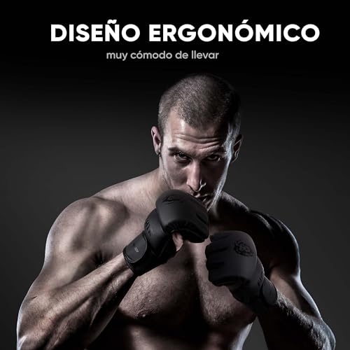 Guantes de MMA FIGHTR® - para una Estabilidad Ideal y Potencia de golpeo | Guantes de Grappling para MMA, Saco de Arena, Sparring y Entrenamiento | Incluye Bolsa de Transporte