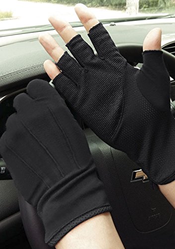 Guantes deportivos de algodón, tipo mitón, de malla, para conducir, andar en bicicleta, el gimnasio, fitnes, entrenamiento, andar en motocicleta, con silicona antideslizante, transpirables., negro