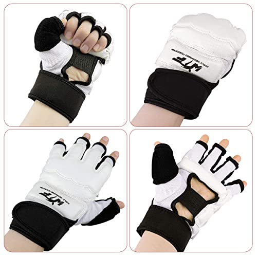 Guantes MMA, LangRay Guantes de Boxeo Kárate Taekwondo Artes Marciales para Adultos y Niños (L, Blanco)