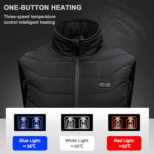 GuKKK Chaleco Calefactable para Mujeres Hombres, Chaleco Térmico Ajustable, Carga USB Chaqueta Calefactora con 3 Ajustes de Temperatura, Lavable Térmico Chaqueta para Exteriores, Moto (3XL/4XL)