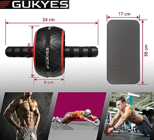 GUKYES Ejercicio en casa - Kit 8 en 1 - (Rueda Abdominales, Soportes para Flexiones, Cuerda Saltar, Bandas Resistencia, Grip, Esterilla Gruesa) Equipo musculación, Crossfit, calistenia