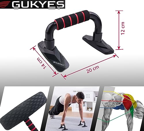 GUKYES Ejercicio en casa - Kit 8 en 1 - (Rueda Abdominales, Soportes para Flexiones, Cuerda Saltar, Bandas Resistencia, Grip, Esterilla Gruesa) Equipo musculación, Crossfit, calistenia