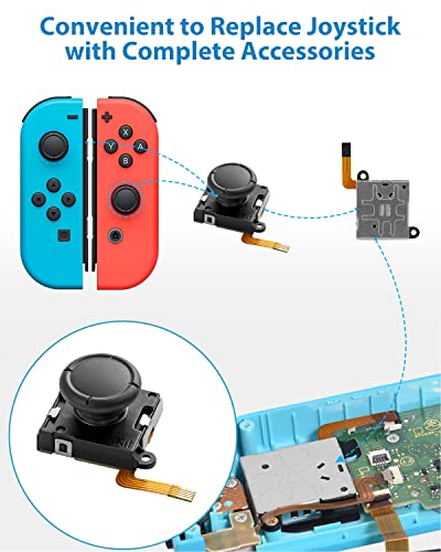 Gulikit No Drift Switch Joycon Joystick Piezas de repuesto, Joystick de efecto Hall para Switch/OLED/Lite, 2 correas de muñeca para controlador Joycon, kit de reparación de palanca de pulgar (1 par)