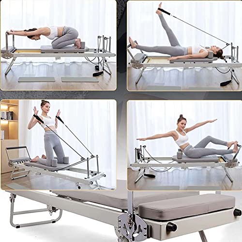 Gvqng MáQuina Reformadora De Pilates Plegable, Equipo De MáQuina, Reformadora De Pilates para El Hogar, Equipo De Yoga para Ejercicios, Cama De Yoga Plegable Multifuncional