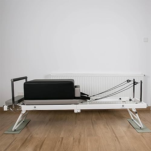 Gvqng Reformador De Pilates Inicio De La MáQuina, Equipo Plegable para MáQuina Reformadora De Pilates, Equipo De Ejercicio De Yoga, Intensidad Ajustable Cama Pilates,Gray Box,68 * 44 * 22cm