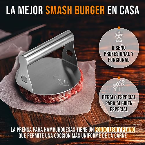 GYLTR Prensa Hamburguesas Profesional - Smasher Acero Inoxidable - Smasher Hamburguesa - Smash Burger - Aplastador de Hamburguesas - Prensa de Carne - Prensa Barbacoa