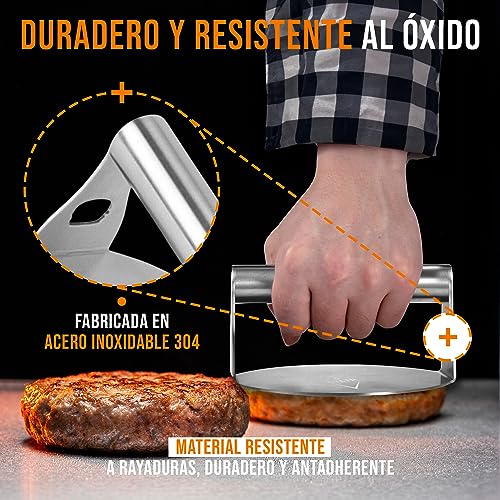 GYLTR Prensa Hamburguesas Profesional - Smasher Acero Inoxidable - Smasher Hamburguesa - Smash Burger - Aplastador de Hamburguesas - Prensa de Carne - Prensa Barbacoa