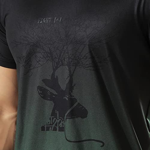 GYMAPE Hombre Atlético Camiseta de Entrenamiento Transpirable Cómodo Musculación Camisetas para Correr Entrenamiento Secado rápido Gimnasio Ropa de Deporte Verde Degradado M