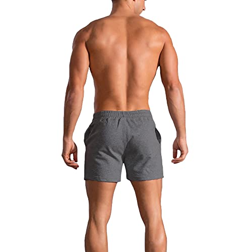 GYMAPE Hombres Culturismo Gimnasio Entrenamiento Pantalones Cortos Deportes Fitness 5 Entrepierna Gris Oscuro XL