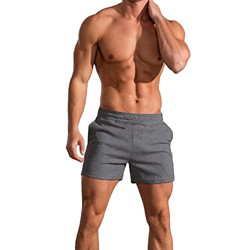 GYMAPE Hombres Culturismo Gimnasio Entrenamiento Pantalones Cortos Deportes Fitness 5 Entrepierna Gris Oscuro XL